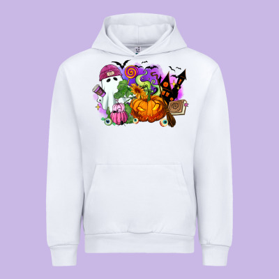 Halloween Ghost And Jack O Lantern Urban Hoodie Designed By Ranaportraitstore