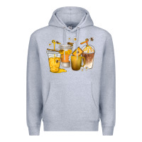 Heather Grey coffee cups bumble bee Premium Hoodie - texasbilliewilder
