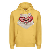 Antique Gold white pomeranian with love glasses Premium Hoodie - RanaPortraitStore