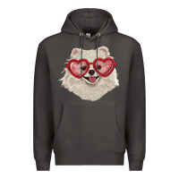 Smoke white pomeranian with love glasses Premium Hoodie - RanaPortraitStore
