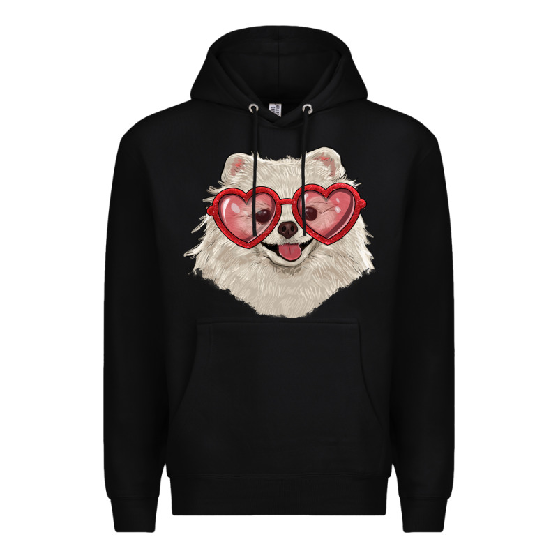 White Pomeranian With Love Glasses Premium Hoodie by RanaPortraitStore | Teevron