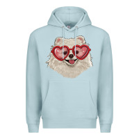 Blue Mist white pomeranian with love glasses Premium Hoodie - RanaPortraitStore