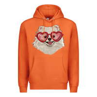 Carrot white pomeranian with love glasses Premium Hoodie - RanaPortraitStore