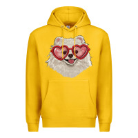 Lemon white pomeranian with love glasses Premium Hoodie - RanaPortraitStore