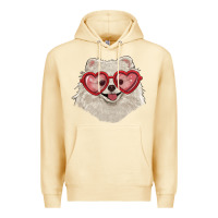 Pina Colada white pomeranian with love glasses Premium Hoodie - RanaPortraitStore