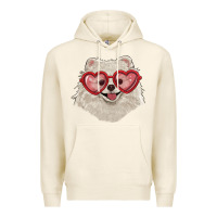 Tofu white pomeranian with love glasses Premium Hoodie - RanaPortraitStore