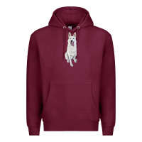Burgundy Hand Drawing White Shepherd Premium Hoodie - RanaPortraitStore