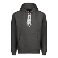 Charcoal Heather Hand Drawing White Shepherd Premium Hoodie - RanaPortraitStore
