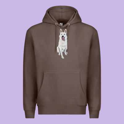 Premium Hoodie Hand Drawing White Shepherd