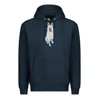 Navy Hand Drawing White Shepherd Premium Hoodie - RanaPortraitStore