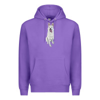 Purple Hand Drawing White Shepherd Premium Hoodie - RanaPortraitStore