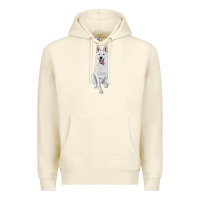 Sandshell Hand Drawing White Shepherd Premium Hoodie - RanaPortraitStore