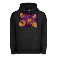 Pigment Black Halloween Pumpkin Cobweb Background Urban Hoodie - RanaPortraitStore