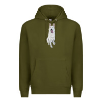 Army Green Hand Drawing White Shepherd Premium Hoodie - RanaPortraitStore