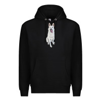 Black Hand Drawing White Shepherd Premium Hoodie - RanaPortraitStore