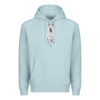Blue Mist Hand Drawing White Shepherd Premium Hoodie - RanaPortraitStore