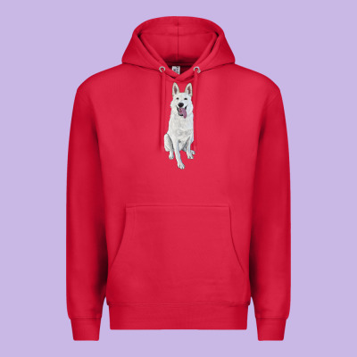 Premium Hoodie Hand Drawing White Shepherd