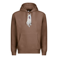 Chestnut Hand Drawing White Shepherd Premium Hoodie - RanaPortraitStore