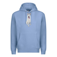 Colony Blue Hand Drawing White Shepherd Premium Hoodie - RanaPortraitStore