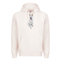 Pale Pink Hand Drawing White Shepherd Premium Hoodie - RanaPortraitStore