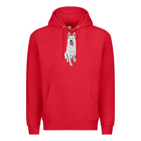 Red Hand Drawing White Shepherd Premium Hoodie - RanaPortraitStore