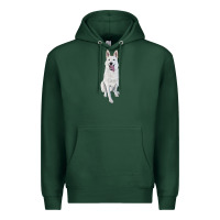 Sports Green Hand Drawing White Shepherd Premium Hoodie - RanaPortraitStore