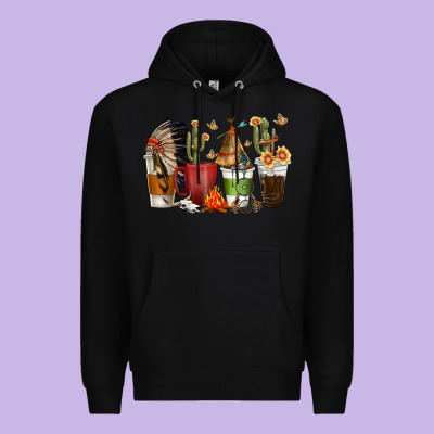Premium Hoodie coffee cups indian headdress