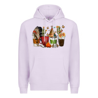 Lilac coffee cups indian headdress Premium Hoodie - texasbilliewilder