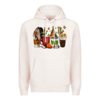 Pale Pink coffee cups indian headdress Premium Hoodie - texasbilliewilder