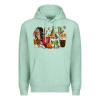 Seafoam coffee cups indian headdress Premium Hoodie - texasbilliewilder