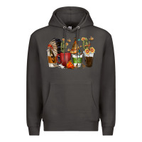 Smoke coffee cups indian headdress Premium Hoodie - texasbilliewilder