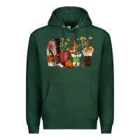 Sports Green coffee cups indian headdress Premium Hoodie - texasbilliewilder
