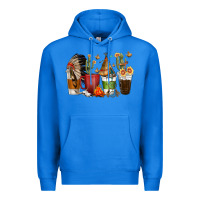 True Royal coffee cups indian headdress Premium Hoodie - texasbilliewilder