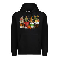 Black coffee cups indian headdress Premium Hoodie - texasbilliewilder