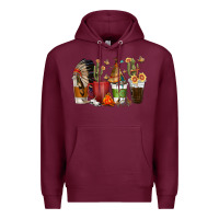 Burgundy coffee cups indian headdress Premium Hoodie - texasbilliewilder