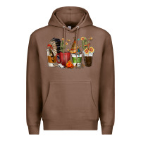 Chestnut coffee cups indian headdress Premium Hoodie - texasbilliewilder
