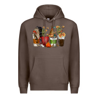 Coffee coffee cups indian headdress Premium Hoodie - texasbilliewilder