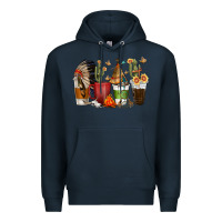 Navy coffee cups indian headdress Premium Hoodie - texasbilliewilder