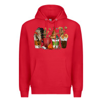 Red coffee cups indian headdress Premium Hoodie - texasbilliewilder