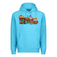 Ocean Blue cowboy coffee cups Premium Hoodie - texasbilliewilder