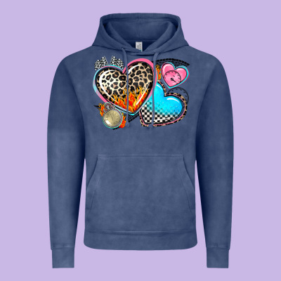 Western Leopard  Racing  Hearts Vintage Hoodie Designed By Adodesignshop