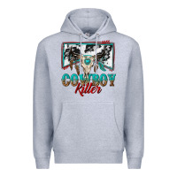 Heather Grey cowboy killer Premium Hoodie - texasbilliewilder