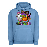 Pigment Pebble Blue Happy Halloween Urban Hoodie - RanaPortraitStore