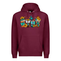Burgundy cross coffee cups Premium Hoodie - texasbilliewilder