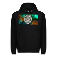 Black white tiger forest license plate Premium Hoodie - RanaPortraitStore