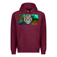 Burgundy white tiger forest license plate Premium Hoodie - RanaPortraitStore
