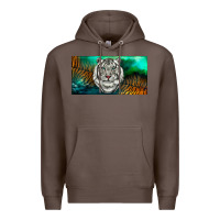 Coffee white tiger forest license plate Premium Hoodie - RanaPortraitStore