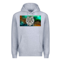 Heather Grey white tiger forest license plate Premium Hoodie - RanaPortraitStore