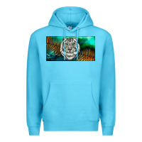 Ocean Blue white tiger forest license plate Premium Hoodie - RanaPortraitStore