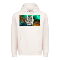 Pale Pink white tiger forest license plate Premium Hoodie - RanaPortraitStore